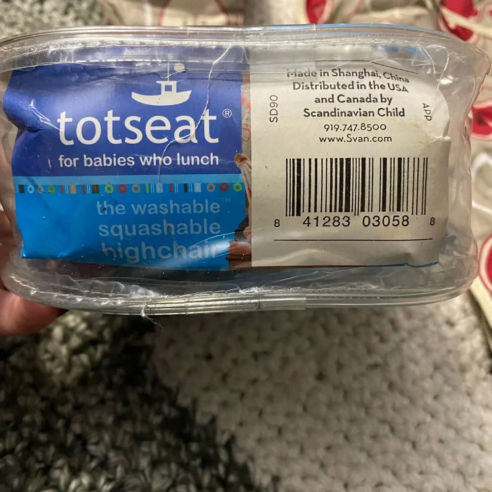 New Totseat Washable Squashable Highchair - Red and Gray Apples